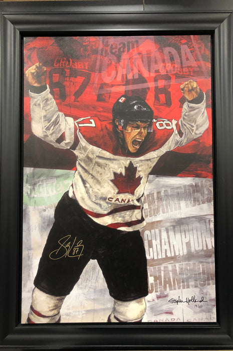 Sidney Crosby Autographed Team Canada Framed Canvas Painting by Stephen Holland - Pastime Sports & Games