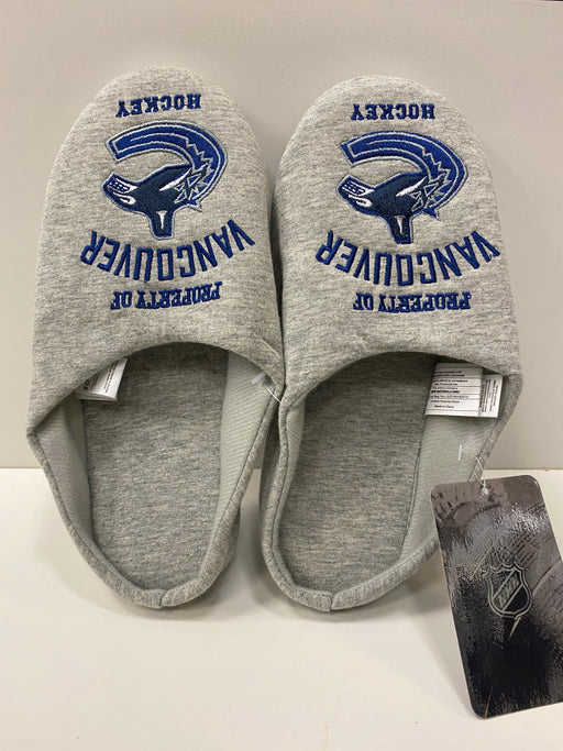 NHL Vancouver Canucks Mens Grey Slippers - Pastime Sports & Games