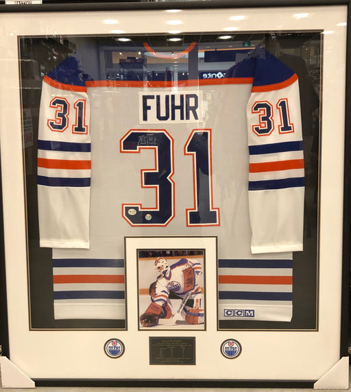 Grant Fuhr Autographed Framed Edmonton Oilers CCM Jersey - Pastime Sports & Games