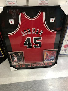 Michael Jordan Autographed Chicago Bulls Framed Basketball Jersey