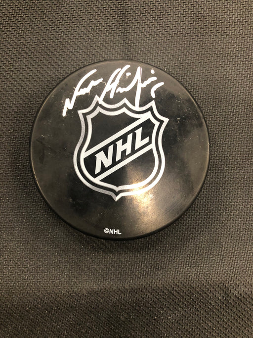 Noah Hanifin Autographed Hockey Hockey Puck - Pastime Sports & Games