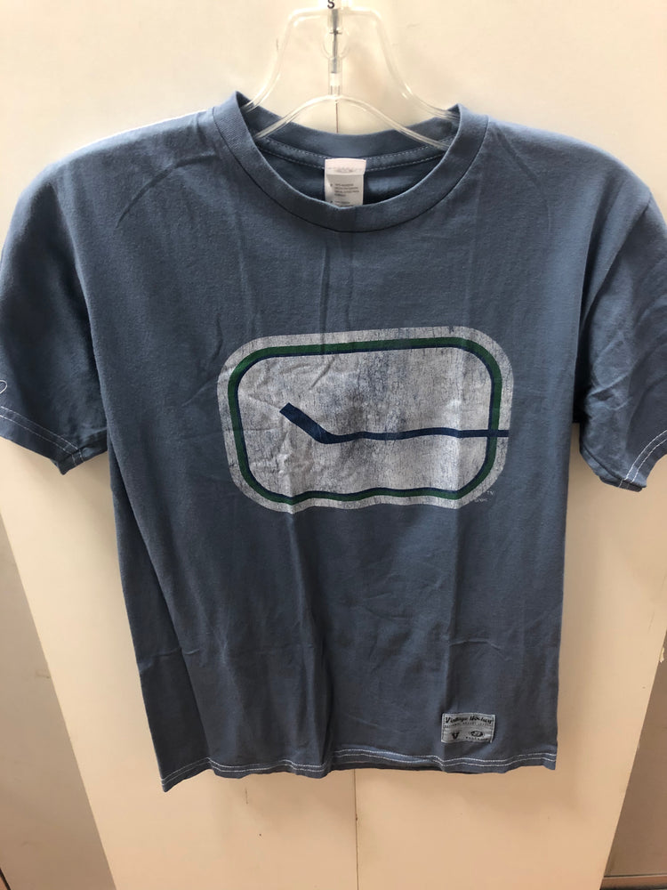 NHL Vancouvers Canucks Mens Light Blue Stick Logo T-Shirt - Pastime Sports & Games
