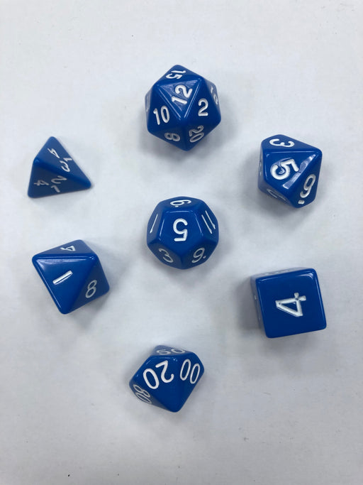 Pastime 7 Polyhedral RPG Dice Set: Blue W/ White - Pastime Sports & Games
