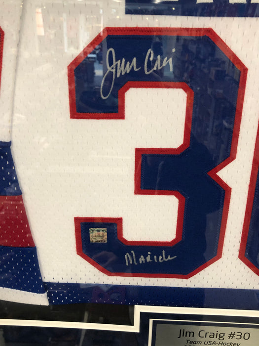 Jim Craig Autographed Framed 1980 Olympic Team USA Hockey Jersey - Pastime Sports & Games