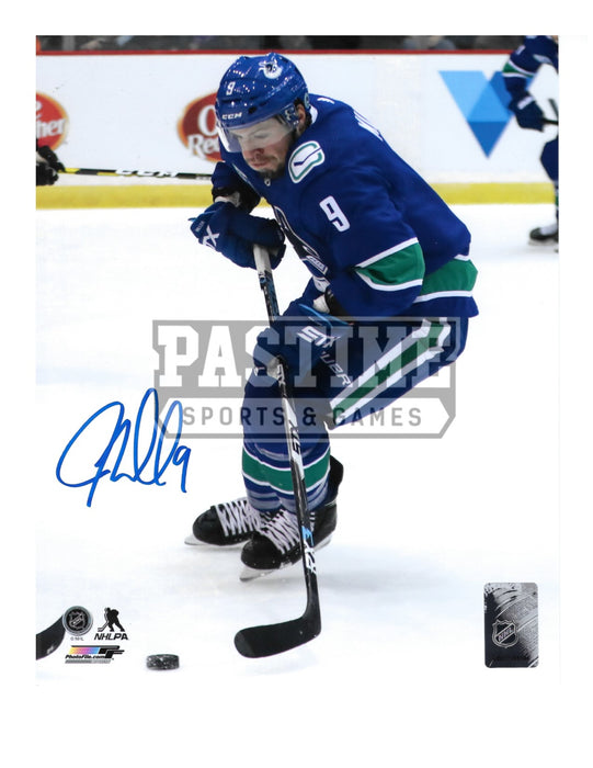 JT Miller Autographed 8X10 Vancouver Canucks Home Jersey (Skating With Puck) - Pastime Sports & Games