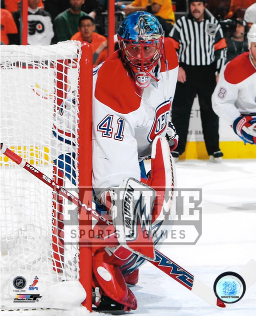 Jaroslav Halak 8X10 Montreal Canadians Away Jersey (Looking Behind Net) - Pastime Sports & Games