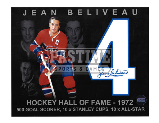 Jean Beliveau Autographed 8X10 Montreal Canadians Home Jersey (Hockey Hall Of Fame) - Pastime Sports & Games