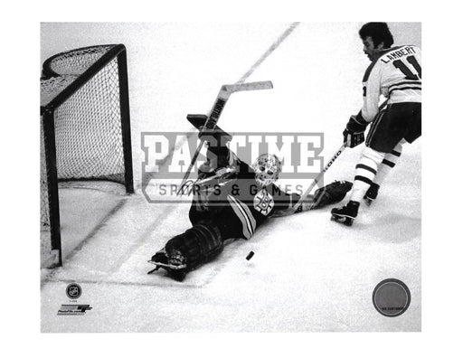 Jim Pettie 8X10 Boston Bruins Home Jersey (Stoppng Puck) - Pastime Sports & Games