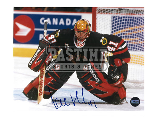 Jocelyn Thibault Autographed 8X10 Chicago Blackhawks Home Jersey (In Position) - Pastime Sports & Games