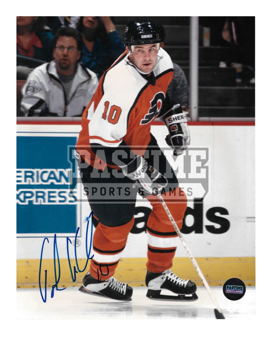 John Leclair Autographed 8X10 Philidelphia Flyers Home Jersey (Skating) - Pastime Sports & Games