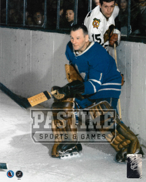 Johnny Bower 8X10 Maple Leafs Home Jersey (Skating By The Boards) - Pastime Sports & Games