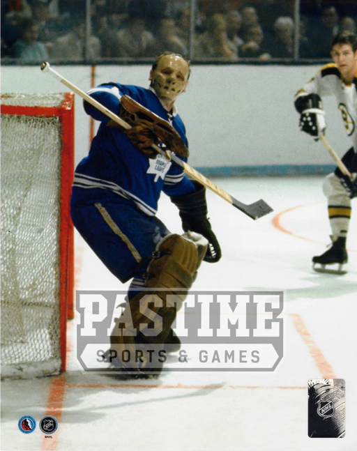 Johnny Bower 8X10 Maple Leafs Home Jersey (Standing on Ice) - Pastime Sports & Games