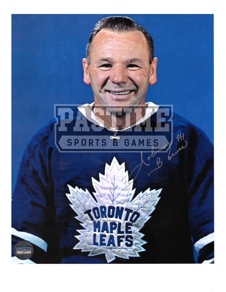 Johnny Bower Autographed 8X10 Toronto Maple Leafs Home Jersey (Pose) - Pastime Sports & Games