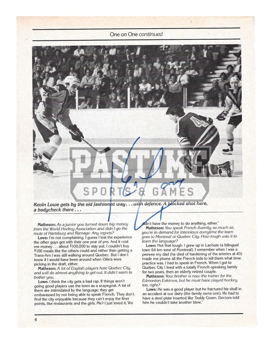 Kevin Lowe Autographed 8X10 Magazine Page Home Jersey (Blocking Shot) - Pastime Sports & Games