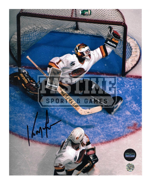 Kirk Mclean Autographed 8X10 Vancouver Canucks 94 Away Jersey (Catching The Puck) - Pastime Sports & Games
