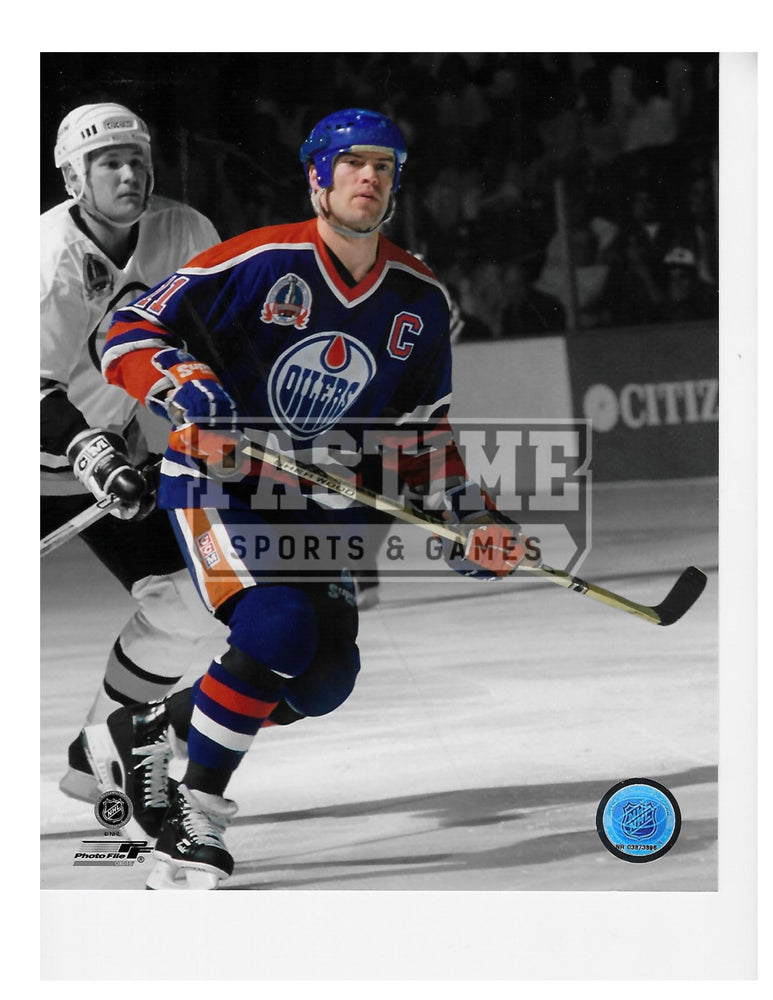 Mark Messier 8X10 Edmonton Oilers Home Jersey (Skating With Bruins Player Behind) - Pastime Sports & Games