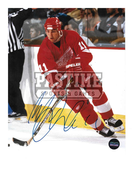 Mathieu Dandenault Autographed 8X10 Detriot Redwings Home Jersey (Skating) - Pastime Sports & Games