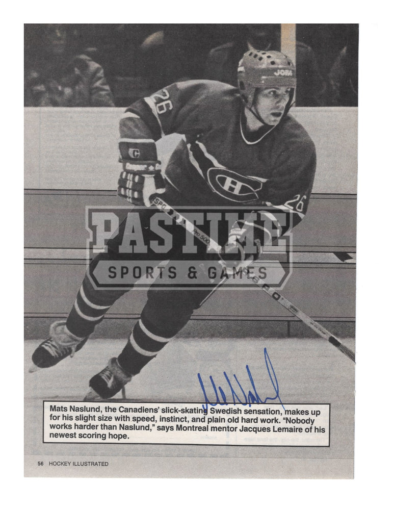Mats Naslund Autographed 8X10 Newspaper Page Montreal Canadians Home Jersey (Skating) - Pastime Sports & Games