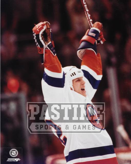 Mike Bossy 8X10 Islanders Away Jersey (Arms in Air) - Pastime Sports & Games