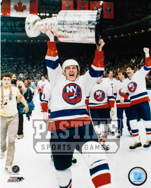 Mike Bossy 8X10 Islanders Away Jersey (Holding Stanley Cup) - Pastime Sports & Games