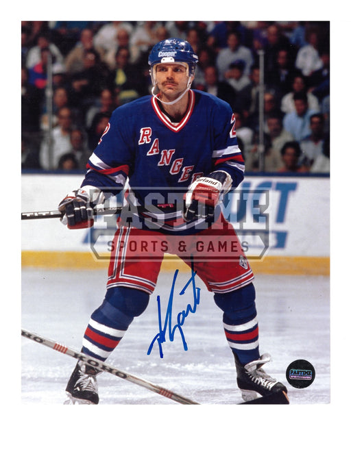 Mike Gartner Autographed 8X10 New York Rangers Home Jersey (In Position) - Pastime Sports & Games