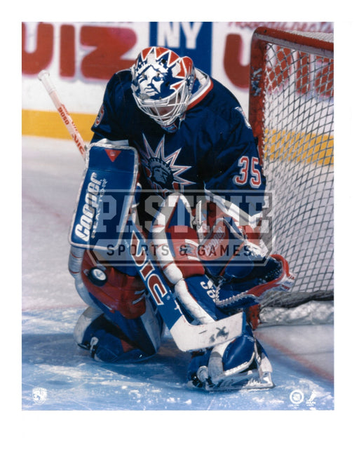 Mike Richter 8X10 New York Rangers Home Jersey (Saving Puck) - Pastime Sports & Games