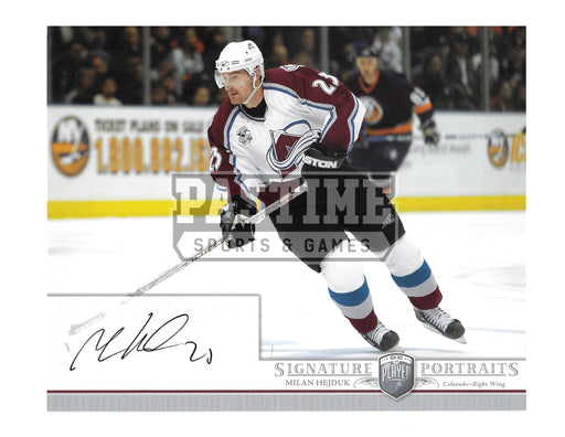 Milan Hejduk Autographed 8X10 Colorado Avalanche Away Jersey (Signature Portrails) - Pastime Sports & Games