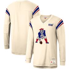 New England Patriots Football Inspired Long Sleeve Sweater (White M&N) - Pastime Sports & Games