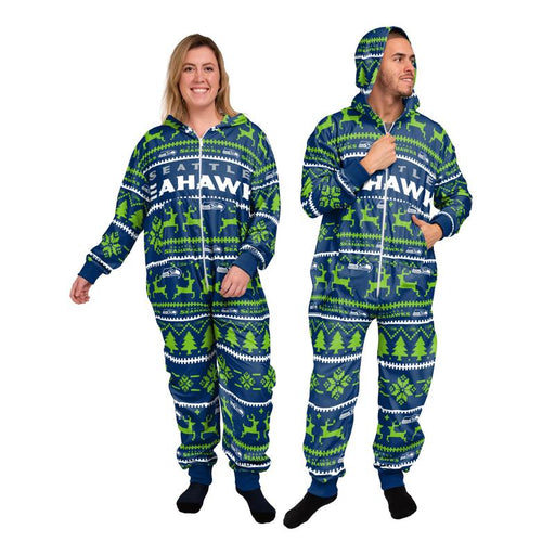 Seattle Seahawks Football Full Length Onesie With Hood (Green FOCO) - Pastime Sports & Games