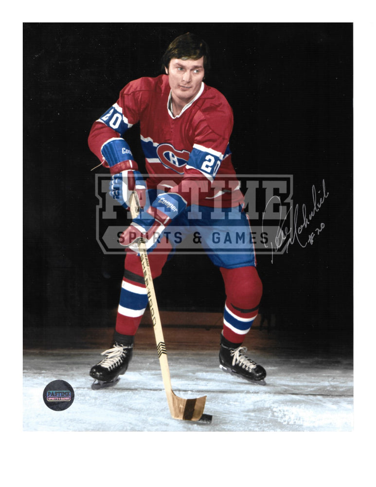 Pete Mahovlich Autographed 8X10 Montreal Canadians Home Jersey (Skating With Puck) - Pastime Sports & Games