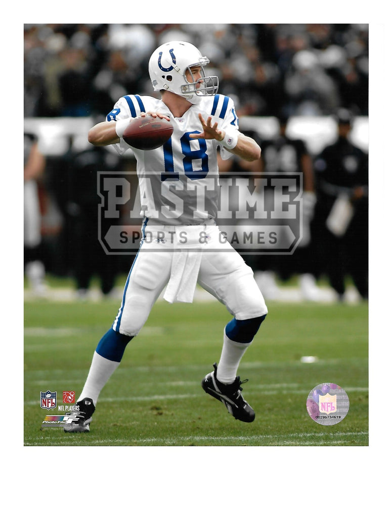 Peyton Manning 8X10 Indianapolis Colts Away Jersey (About to Throw Ball Pose 2) - Pastime Sports & Games