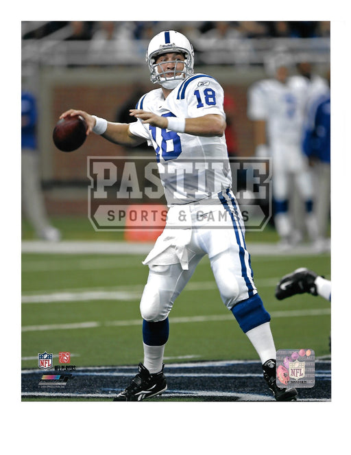 Peyton Manning 8X10 Indianapolis Colts Away Jersey (About to Throw Ball Pose 3) - Pastime Sports & Games