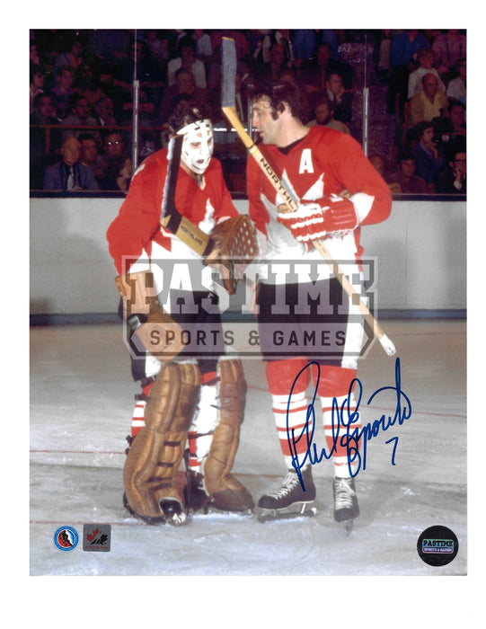 Phil Esposito Autographed 8X10 Team Canada Home Jersey (Talking to Tony) - Pastime Sports & Games