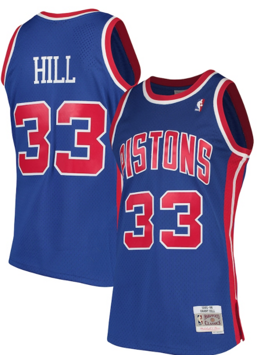 1995-96 Detroit Pistons Grant Hill Mitchell & Ness Blue Basketball Jersey - Pastime Sports & Games