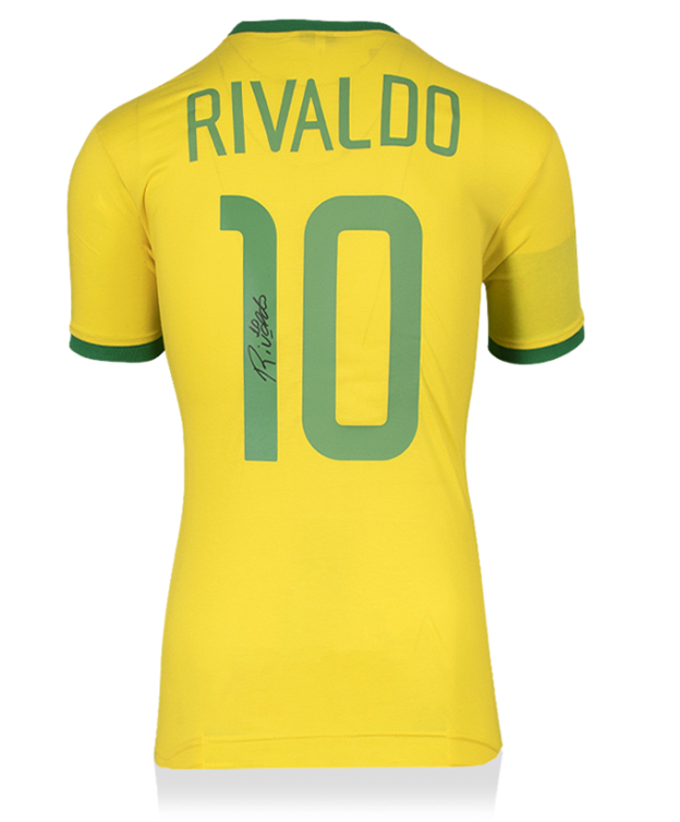Rivaldo Autographed Brazil Retro Soccer Shirt / Jersey - Pastime Sports & Games