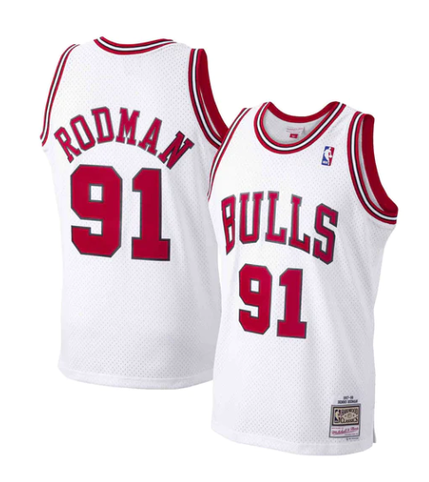Chicago Bulls Dennis Rodman 1997-98 Mitchell & Ness White Basketball Jersey - Pastime Sports & Games