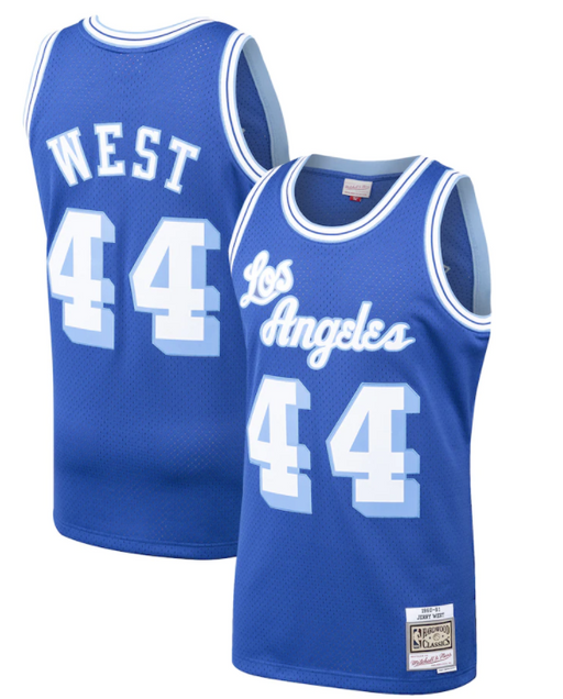 1960-61 Los Angeles Lakers Jerry West Mitchell & Ness Blue Basketball Jersey - Pastime Sports & Games