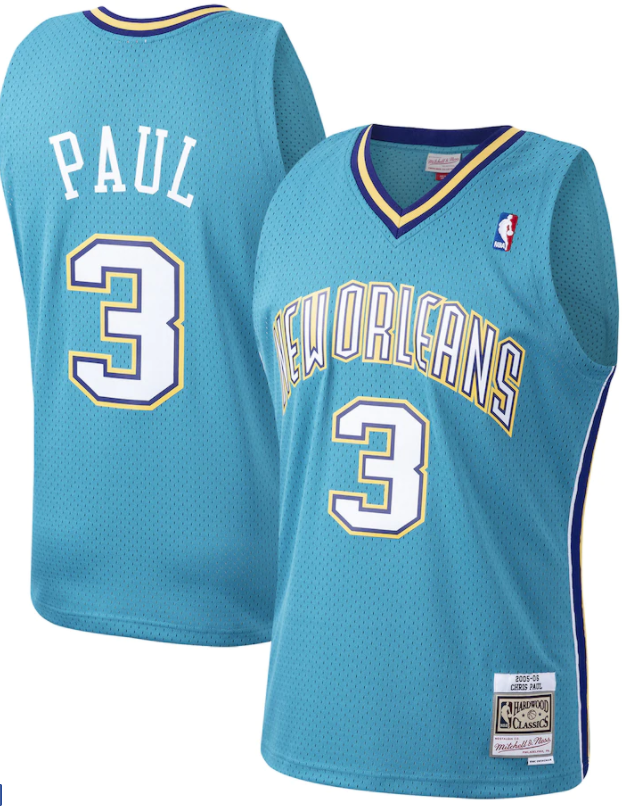 2005-06 New Orleans Hornets Chris Paul Mitchell & Ness Blue Basketball Jersey - Pastime Sports & Games