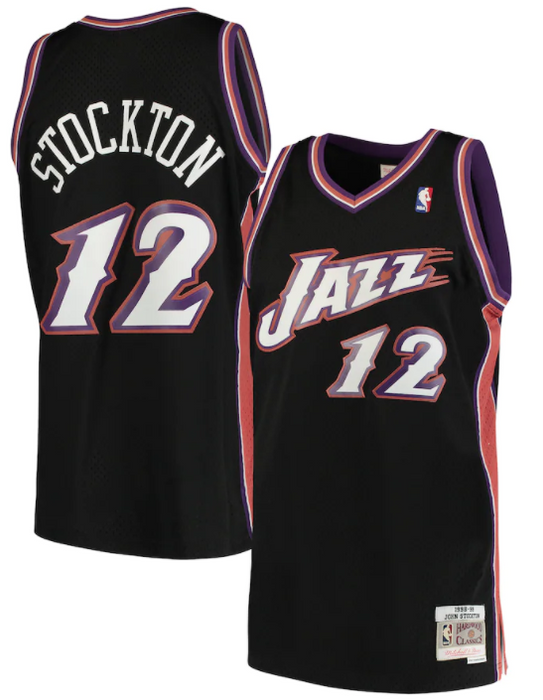 1998-99 Utah Jazz John Stockton Mitchell & Ness Black Basketball Jersey - Pastime Sports & Games