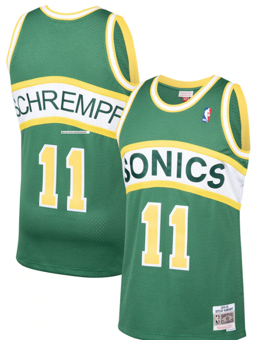 1994-95 Seattle Supersonics Detlef Schrempf Mitchell & Ness Green Basketball Jersey - Pastime Sports & Games