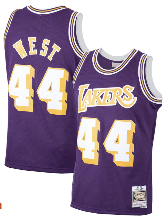 1971-72 Los Angeles Lakers Jerry West Mitchell & Ness Purple Basketball Jersey - Pastime Sports & Games