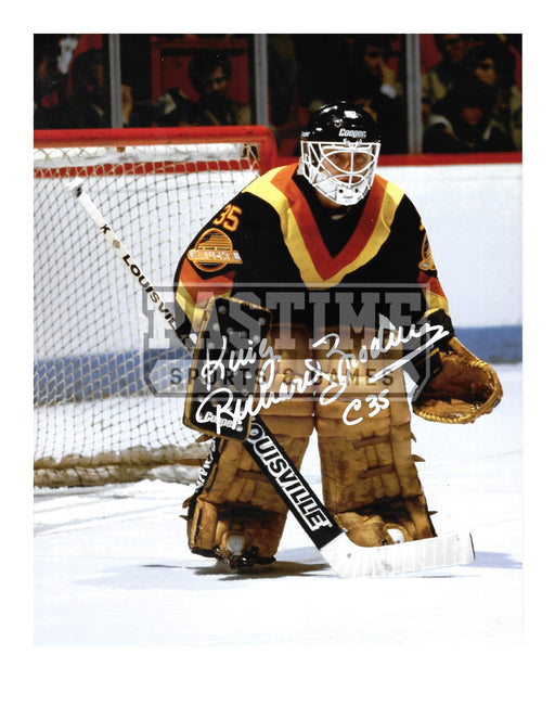 Richard Brodeur Autographed 8X10 Vancouver Canucks Home Jersey (Ready) - Pastime Sports & Games