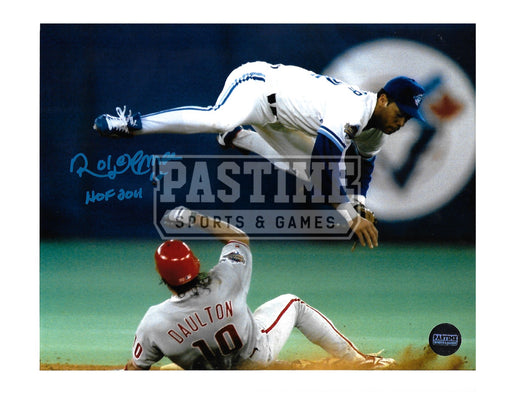 Roberto Almomar Autographed 8X10 Toronto Blue Jays (Flying Through Air) - Pastime Sports & Games