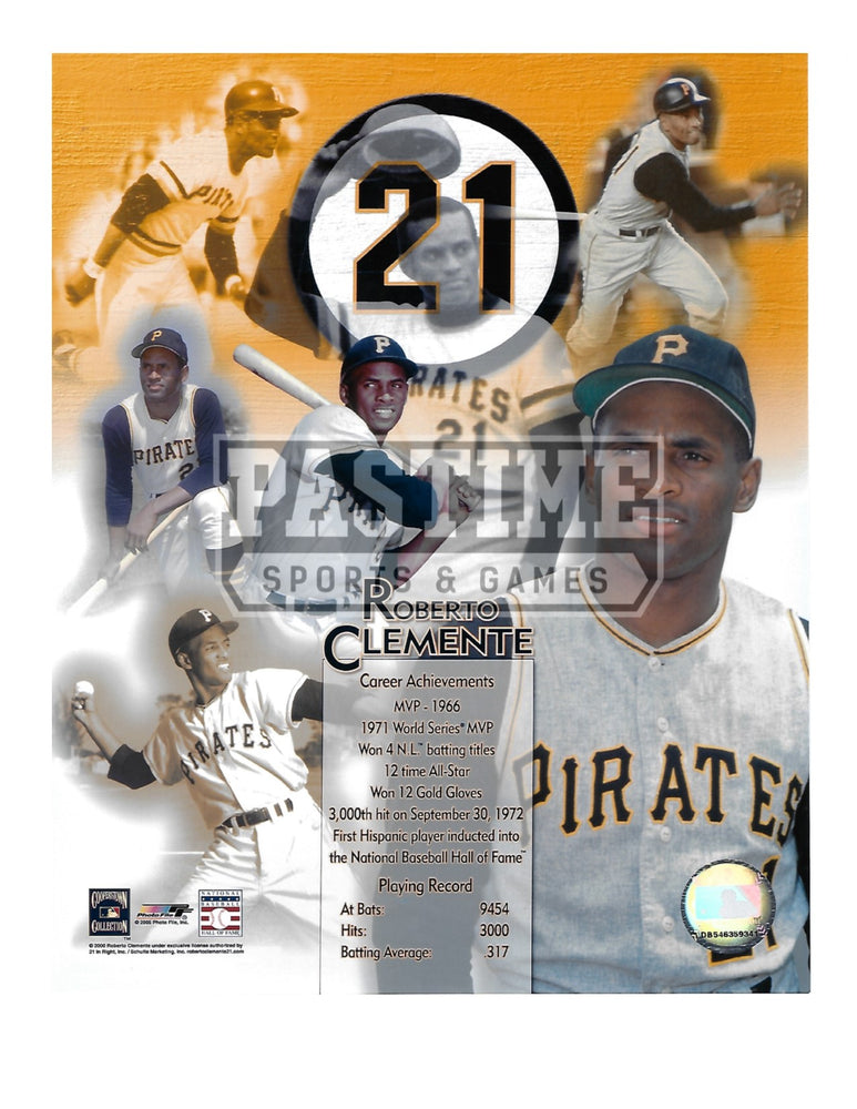 Roberto Clemente 8X10 Pittsburgh Pirates (Montage & Stats) - Pastime Sports & Games