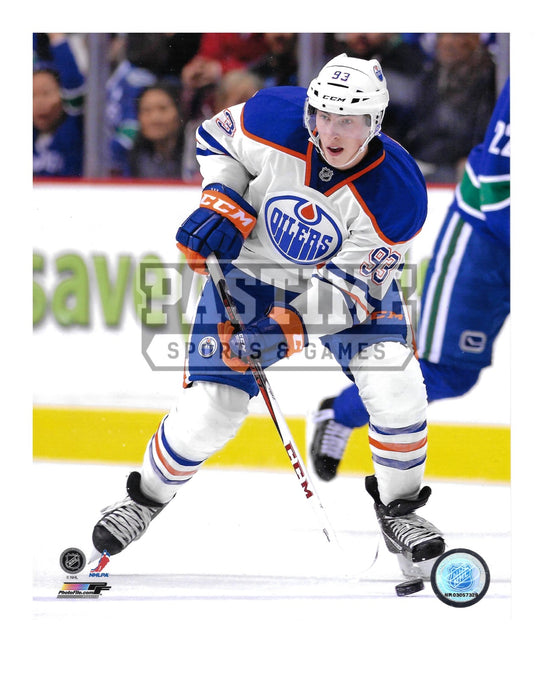Ryan Nugent-Hopkins 8X10 Edmonton Oilers Away Jersey (Skating With Puck Front View) - Pastime Sports & Games