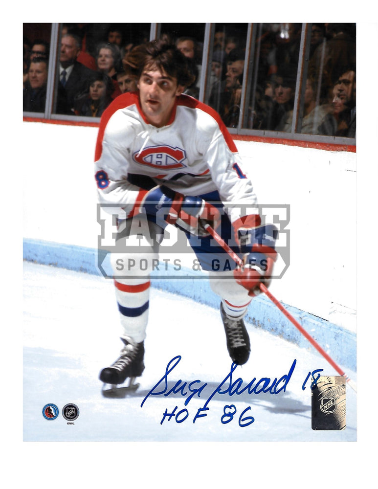 Serge Savard Autographed 8X10 Montreal Canadians Away Jersey (By The Boards) - Pastime Sports & Games