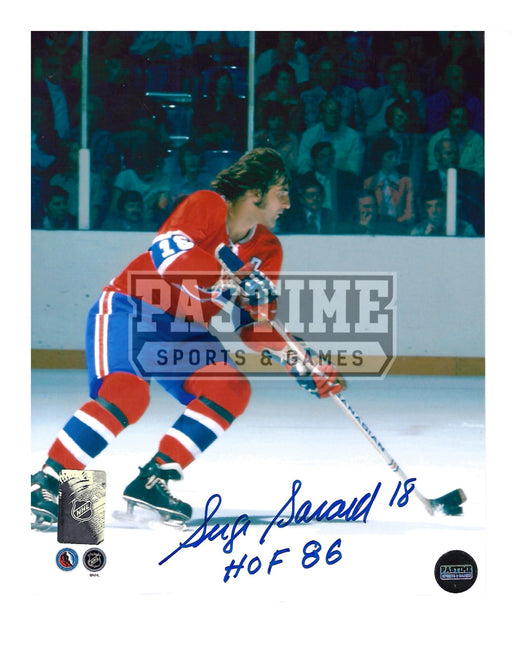 Serge Savard Autographed 8X10 Montreal Canadians Home Jersey (Skating With Puck) - Pastime Sports & Games