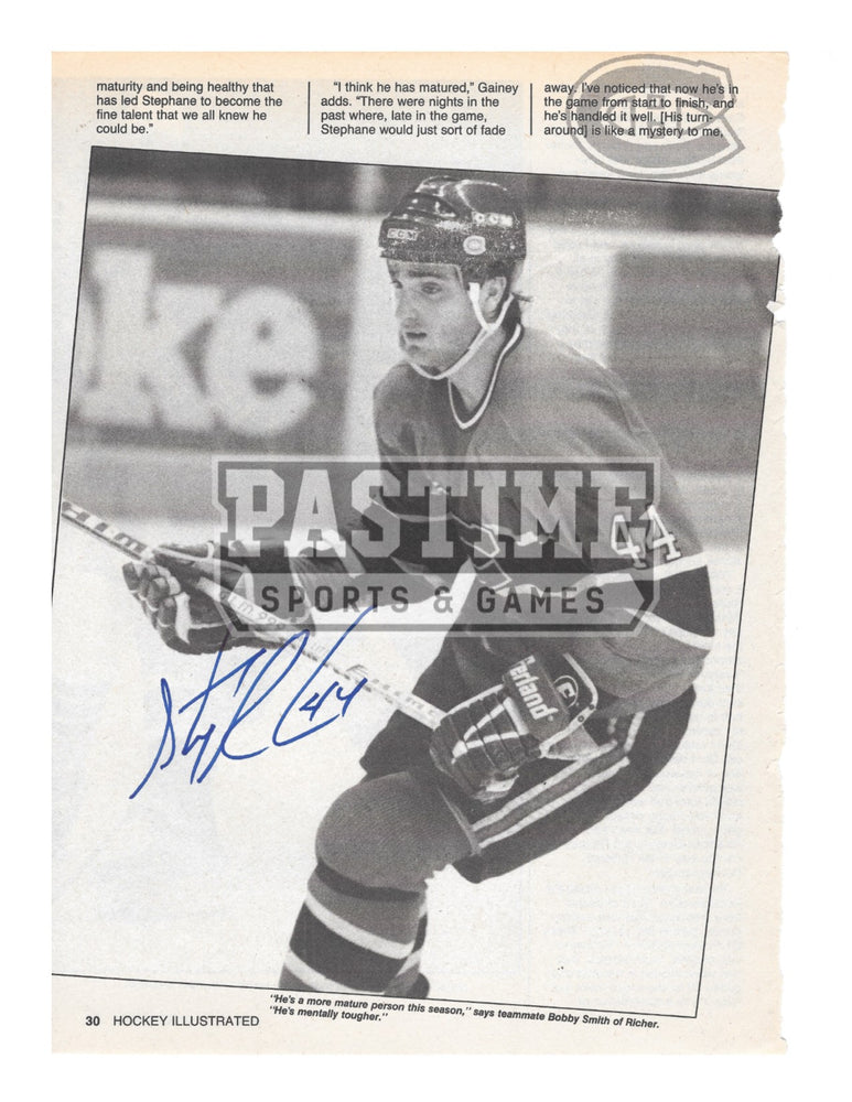Stephane Richer Autographed 8X10 Newspaper Page Montreal Canadians Home Jersey (Skating) - Pastime Sports & Games