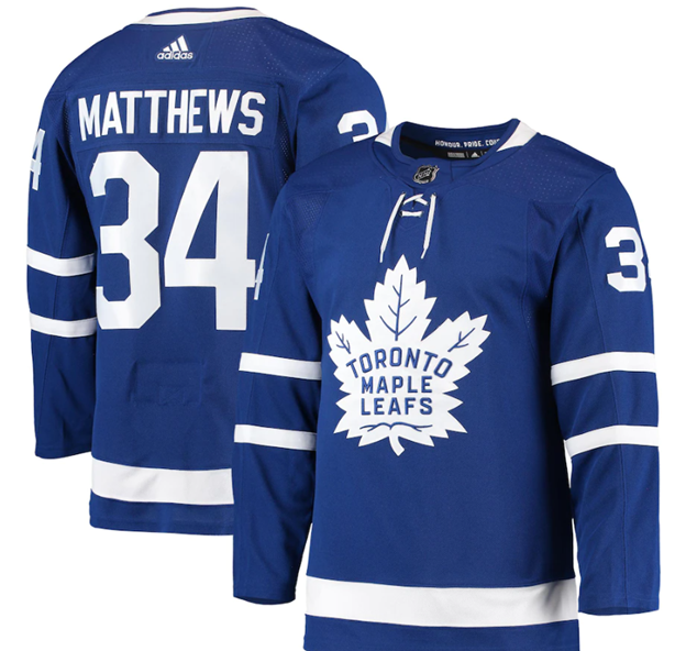 Toronto Maple Leafs Auston Matthews 2022/23 Adidas Home Primegreen Blue Jersey - Pastime Sports & Games