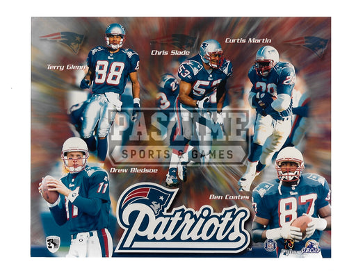 New England Patriots 8X10 Player Montage (Glenn, Slade, Martin, Bledsoe, Coates) - Pastime Sports & Games